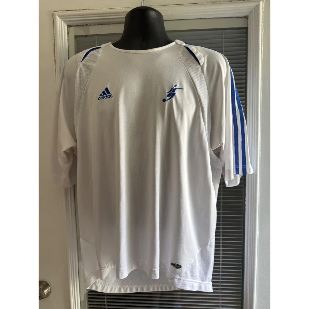 Adidas Soccer Jersey VTG  XL Blue White climacool Lot of 2 Excellent Y2K